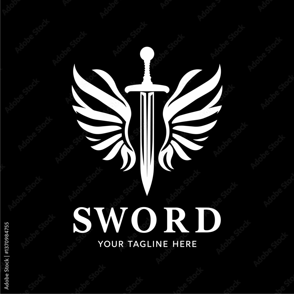 Stylized White Sword Logo – Modern and Minimalist Design Stylized White Sword Logo – Modern and Minimalist Design