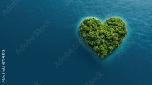 Tropical Island in the Shape of a Love Heart.