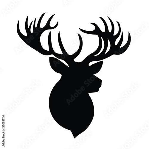 Silhouette of Deer Family, Graphic black silhouettes of wild deer's – male, female and roe deer