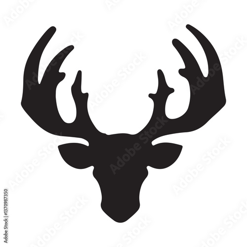 Silhouette of Deer Family, Graphic black silhouettes of wild deer's – male, female and roe deer