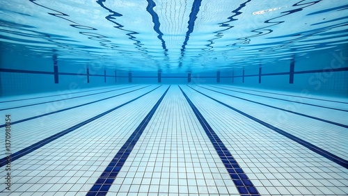 Underwater swimming pool with lanes and tiles © Mobasser
