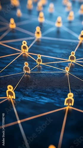 Network of interconnected people represented by simple glowing icons