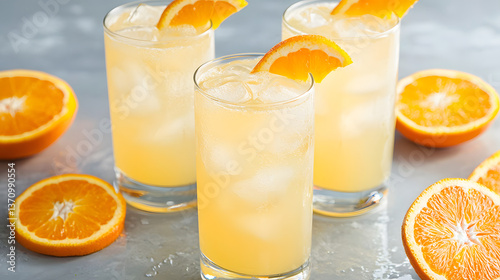 Refreshing Cocktail with Orange Slice in Glass, Perfect for Hot Days or Summer Gatherings in Valencia