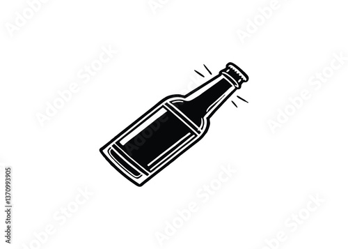 Silhouette of beer bottle isolated on a white background