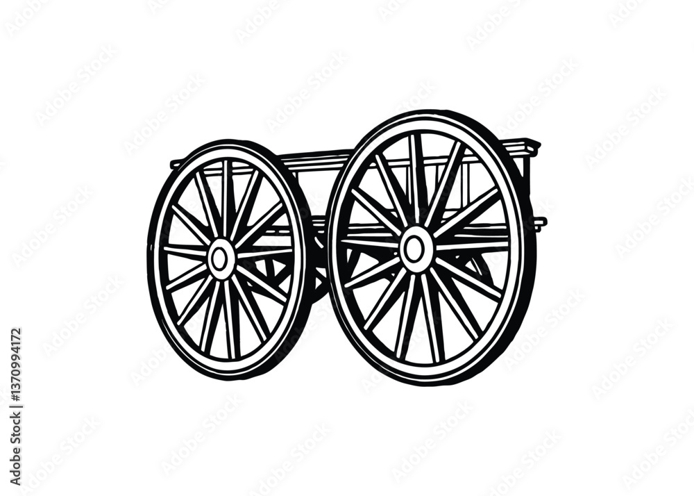 Silhouette of wagon wheels isolated on a white background Silhouette of wagon wheels isolated on a white background