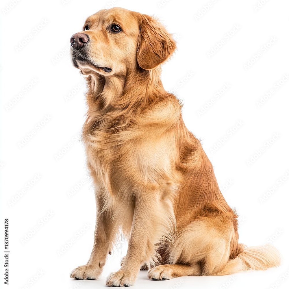 Photo of Golden Retriever dog isolated on white background Photo of Golden Retriever dog isolated on white background