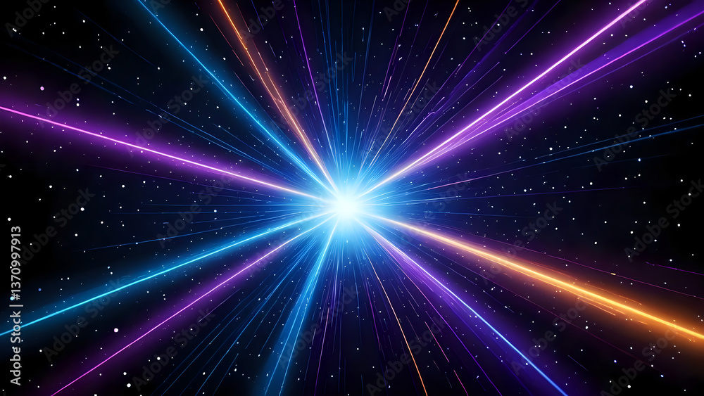 Abstract Space Background with Colorful Light Rays Abstract Space Background with Colorful Light Rays