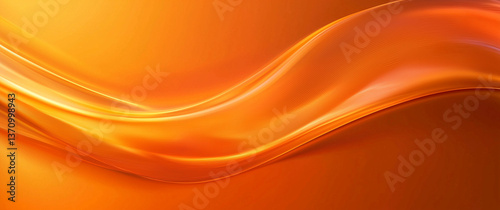 The image presents a digitally created abstract composition featuring a dynamic wave form rendered in shades of orange and amber.  The gradient transitions smoothly from lighter to darker tones,