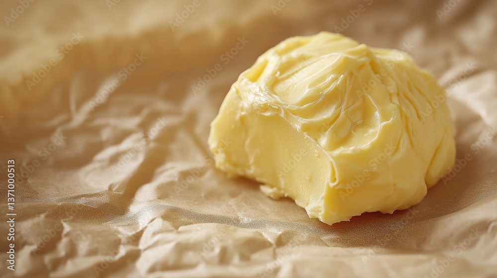 Close-up of butter formation on parchment showcasing texture and detail Close-up of butter formation on parchment showcasing texture and detail