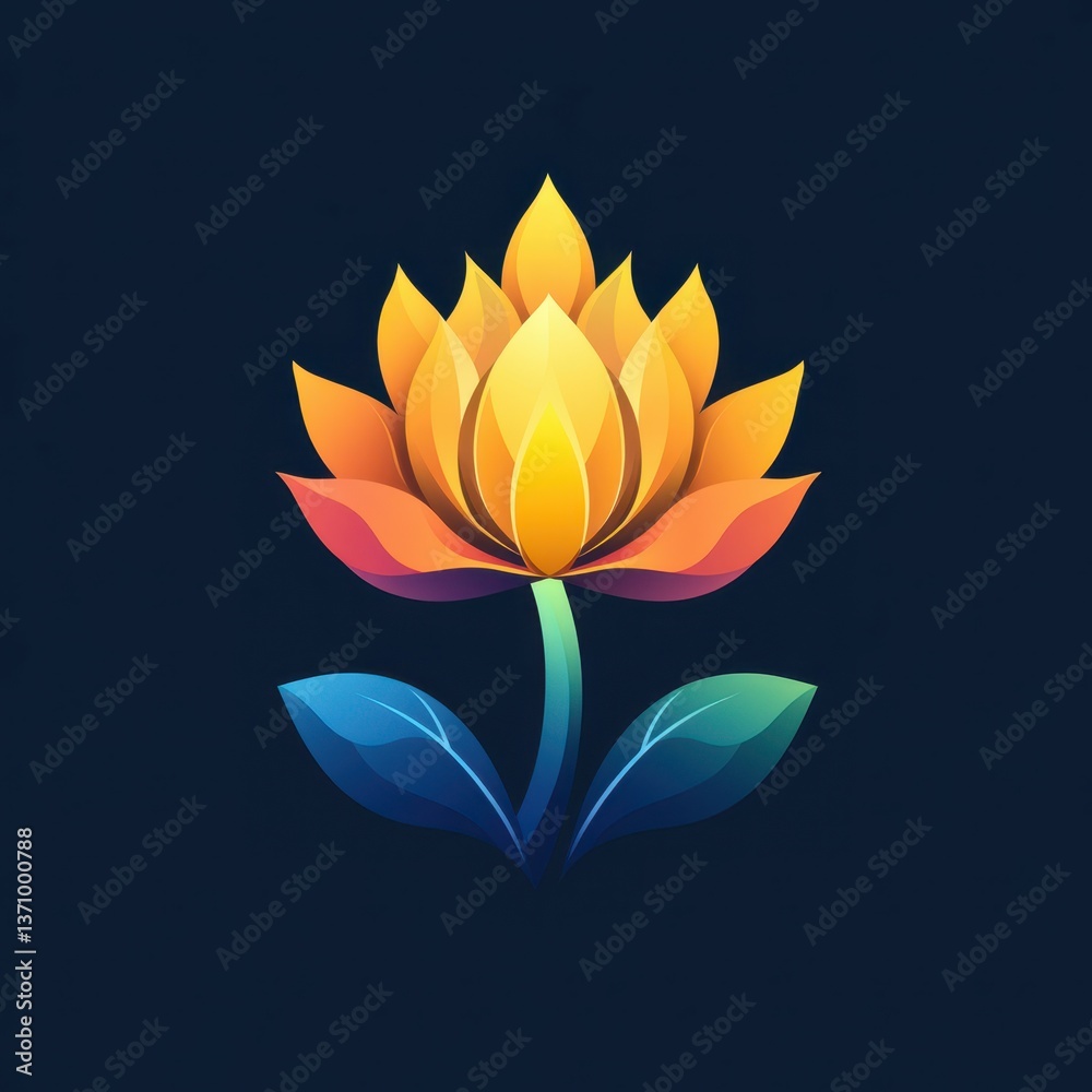 Colorful lotus flower design with bright petals and vivid colors suitable for modern decor and artistic projects Colorful lotus flower design with bright petals and vivid colors suitable for modern decor and artistic projects