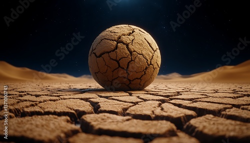 Cracked Sphere Desert Night