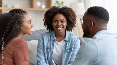 Happy African American Family Conversation