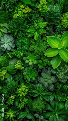 Dense array of lush, green succulent plants