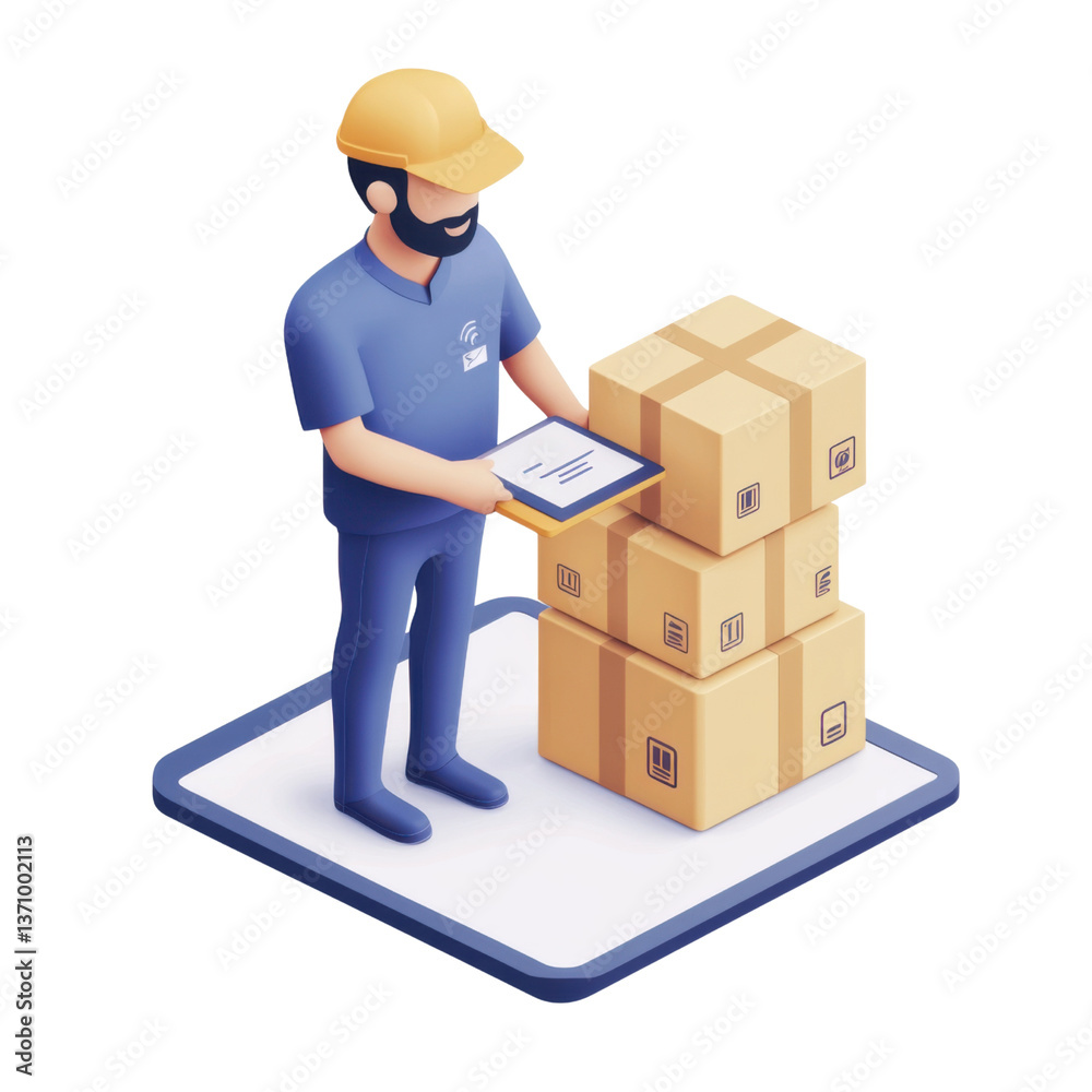 isometric 3d customer signing delivery on tablet, png illustration on transparent background isometric 3d customer signing delivery on tablet, png illustration on transparent background