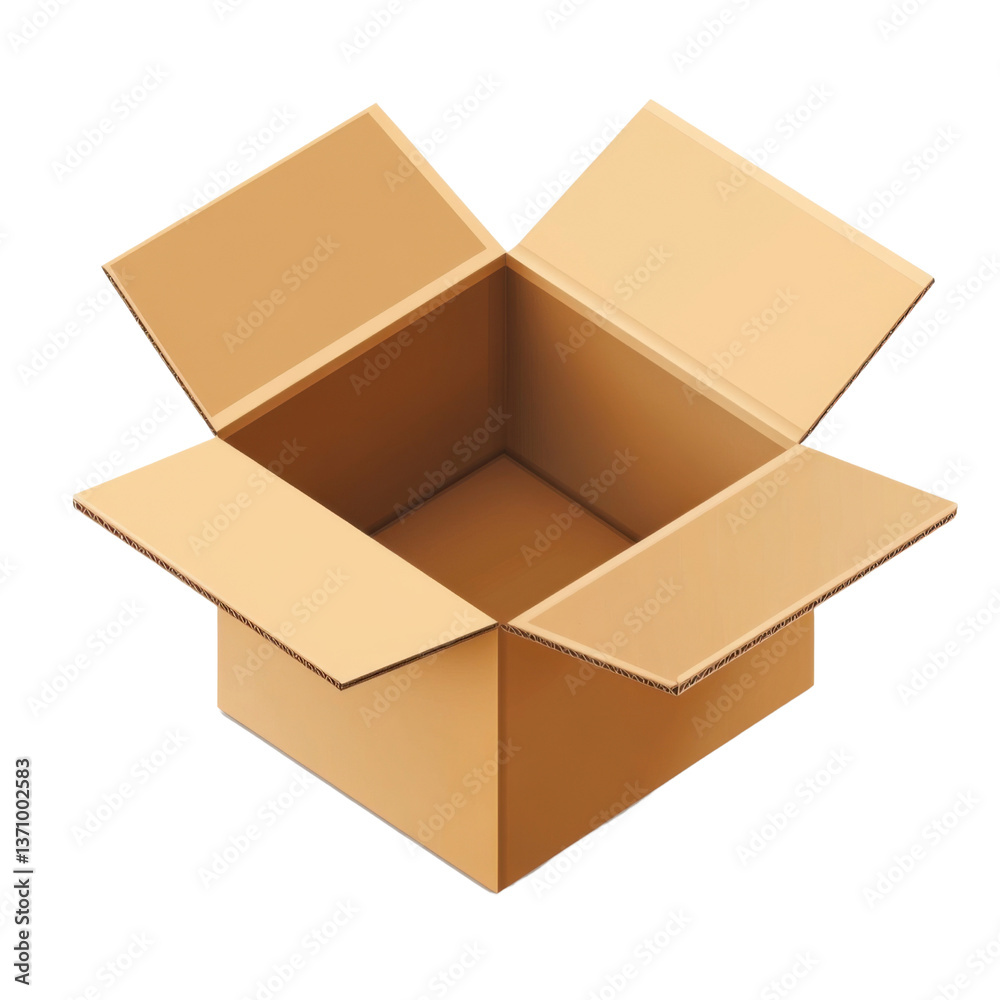 Isometric 3D Illustration of Empty Open Box, png illustration on transparent background Isometric 3D Illustration of Empty Open Box, png illustration on transparent background