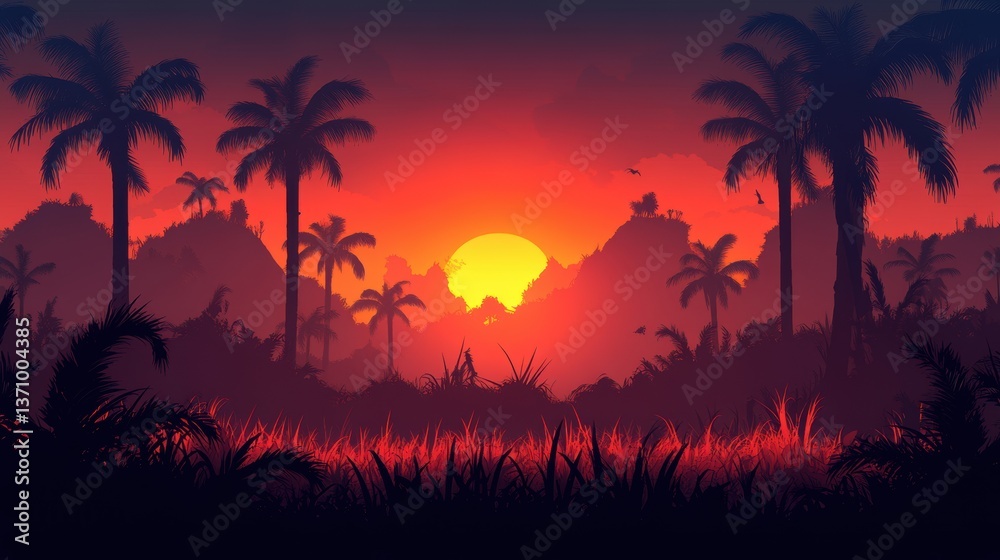 Obraz premium Tropical Dusk Landscape