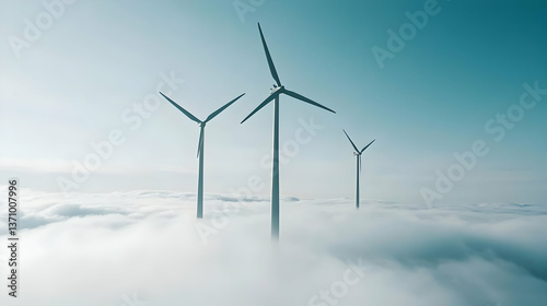 Wallpaper Mural Wind Turbines Above Clouds Aerial View Torontodigital.ca