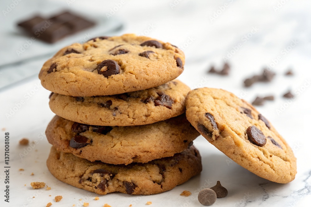 Chocolate chip cookies on white background Chocolate chip cookies on white background