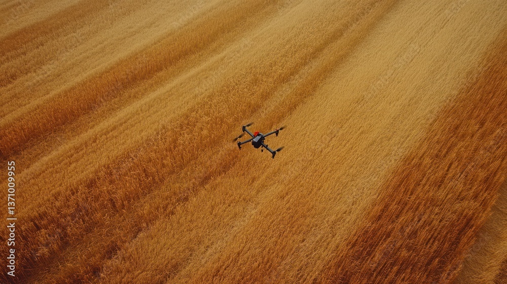 Obraz premium Drone Flying Over Golden Wheat Field During Daytime for Aerial View