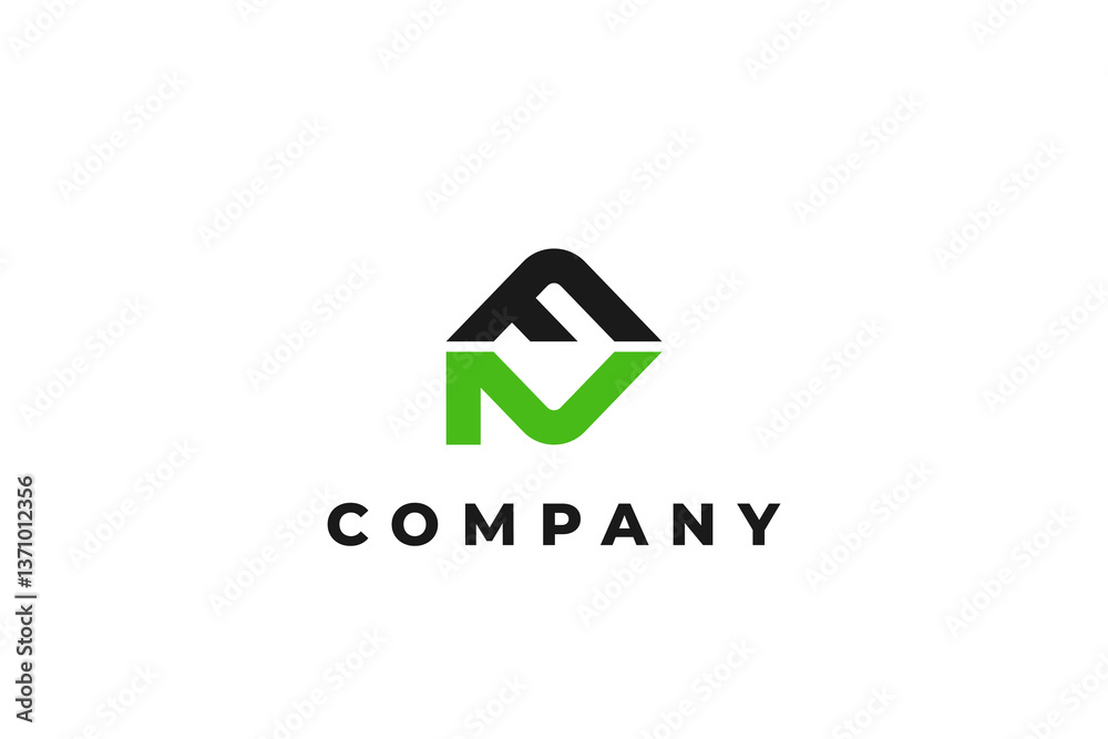 letter fn or nf abstract business modern minimalist logo