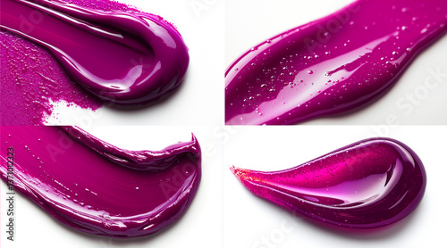 Obraz na płótnie set of purple gel texture closeup detail isolated on white background w salonie