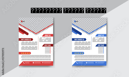 Modern template of corporate business flyer, design set with blue and red, marketing, business proposal, promotion, advertising, and publication. new real estate flyer set.