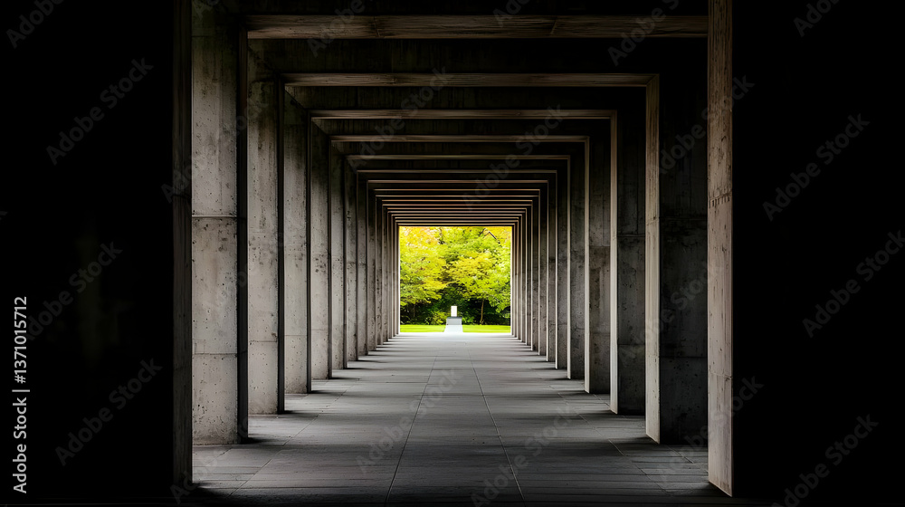 Concrete Tunnel Corridor With Light At The End Concrete Tunnel Corridor With Light At The End