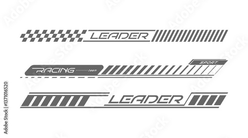Races. Car sticker template. The design of a team of racers or fans. The idea of printing on clothes and souvenirs and creative ideas