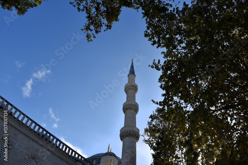 Photography minaret of mosque in istanbul