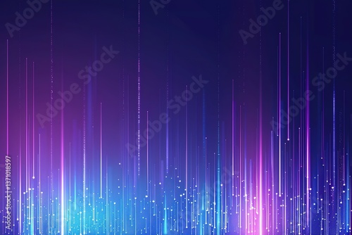 Abstract glowing vertical lines evoke digital network data transfer light streams