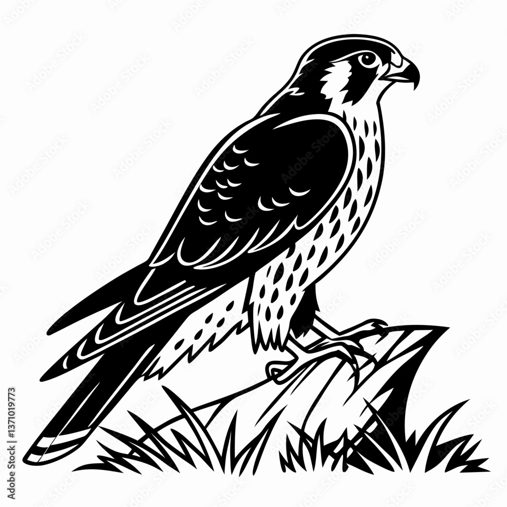 Fototapeta premium Merlin black silhouette icon vector