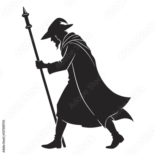 Merlin black silhouette icon vector