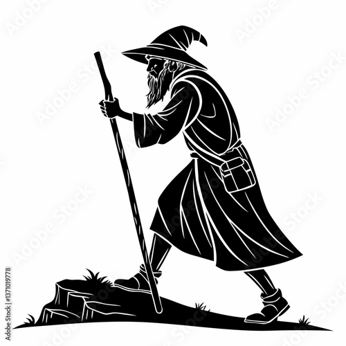 Merlin black silhouette icon vector