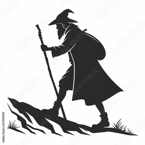 Merlin black silhouette icon vector