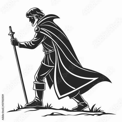 Merlin black silhouette icon vector