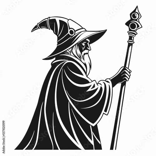 Merlin black silhouette icon vector