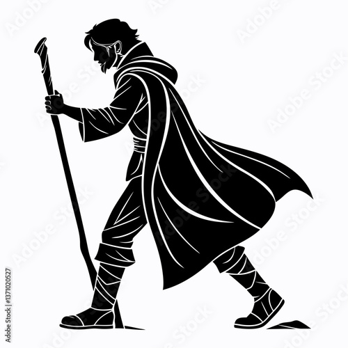 Merlin black silhouette icon vector