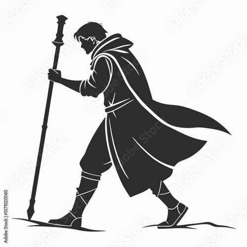 Merlin black silhouette icon vector