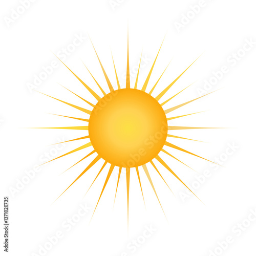 Gold sun. Vector illustration, isolated on a transparent background. Decorative element.