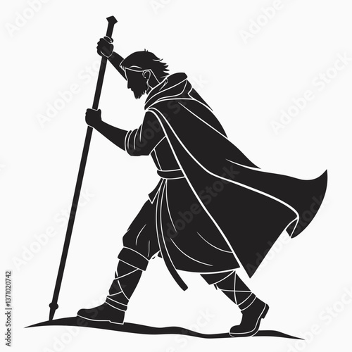 Merlin black silhouette icon vector