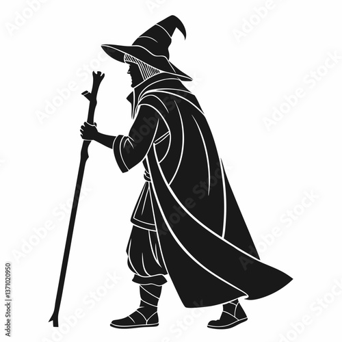 Merlin black silhouette icon vector