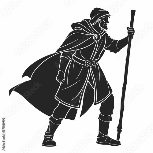 Merlin black silhouette icon vector