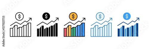 Financial Profit  Icon Set Multiple Style Collection