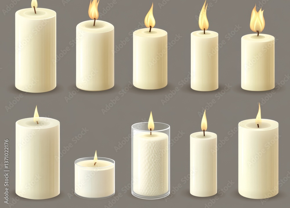Isolated candle displaying animated flames with a realistic flare texture Isolated candle displaying animated flames with a realistic flare texture