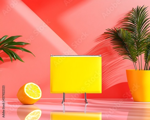 Bright Yellow Display, Tropical Scene