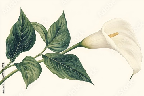An isolated watercolor painting of a calla lily flower on a white background