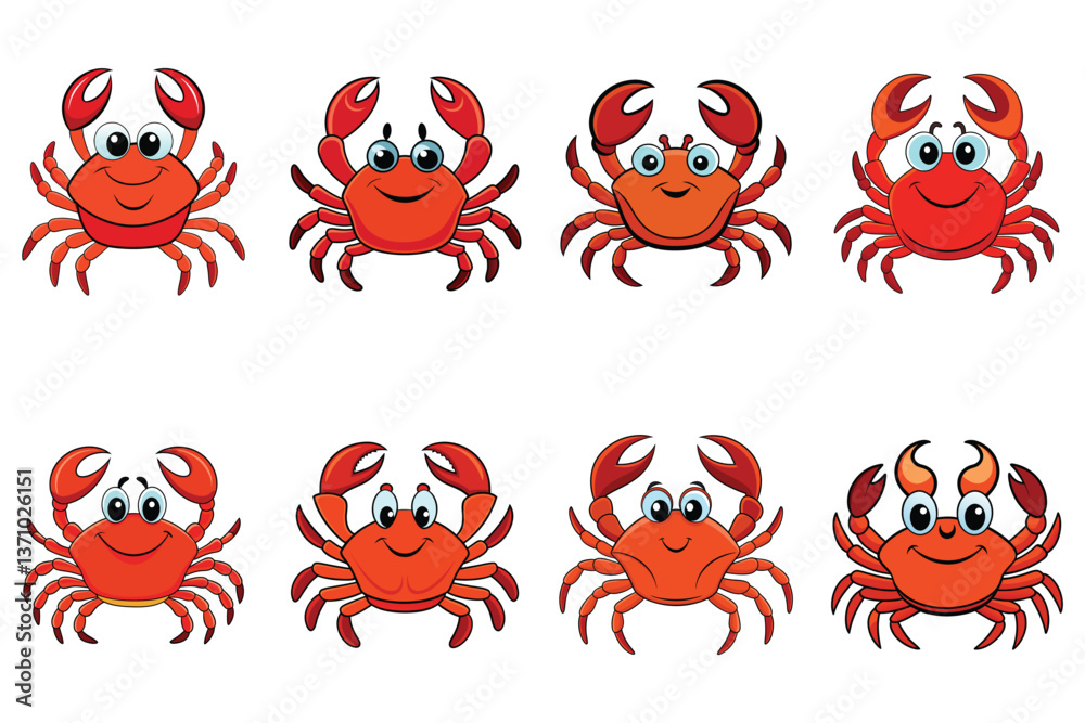 Naklejka premium set of Crab vector white background