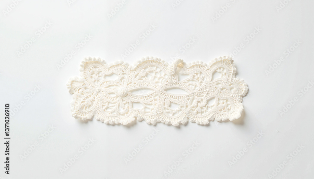 Fototapeta premium Lace Craft Piece on White Background 