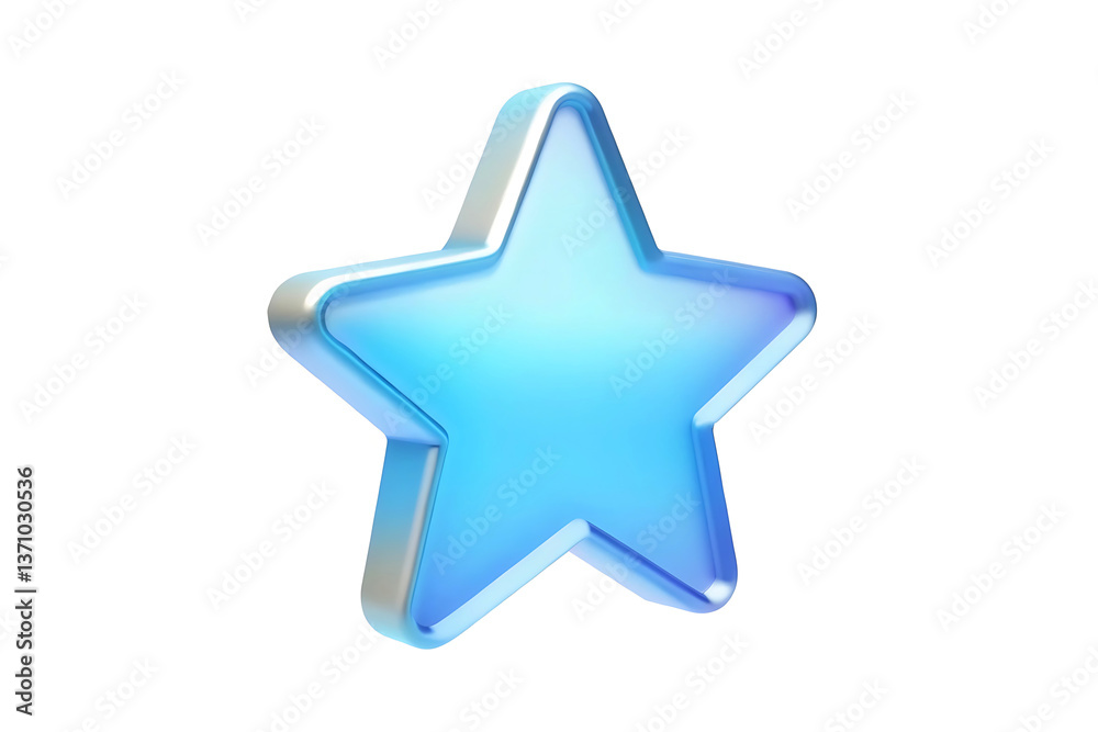 Blue 3d star icon isolated on white background Blue 3d star icon isolated on white background