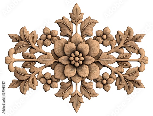 Ornate Floral Wood Carving Design.